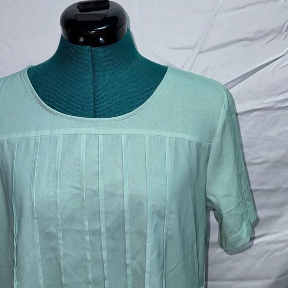 Teal Shift Dress with Floral Pattern Trim | Sz M - Picture 3 of 7